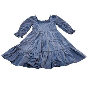 Madewell Babydoll Bohemian Ruffle Dress Blue Size 00